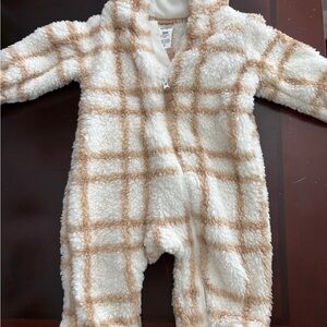 Carter's Cream and Tan Plaid Footie